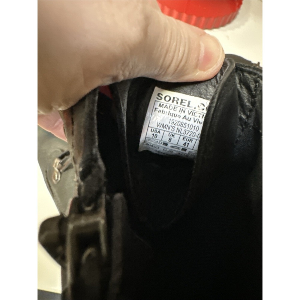 SOREL Emelie Conquest Leather Waterproof Black Combat Boots Women's Sz 10 - Picture 10 of 10